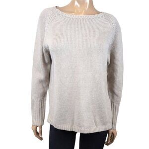 3/$20 Winter Taupe Knit Pullover Sweater Womens Medium Thick Warm Raglan Acrylic
